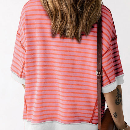 Striped Round Neck Half Sleeve T-Shirt