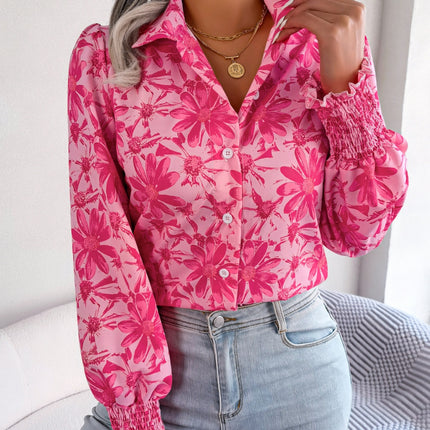 Floral Collared Neck Long Sleeve Shirt