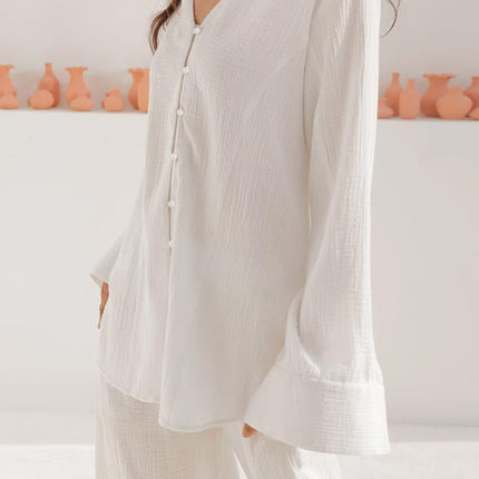 Basic Bae Buttery-Soft V-Neck Long Sleeve Top and Pants Set