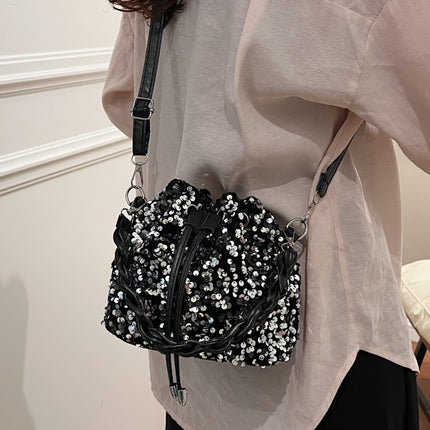 Sequin Drawstring Bucket Bag