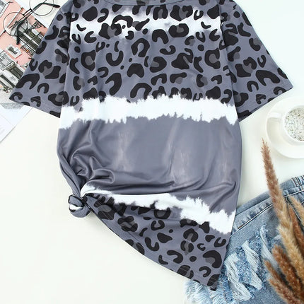 Leopard V-Neck Short Sleeve T-Shirt