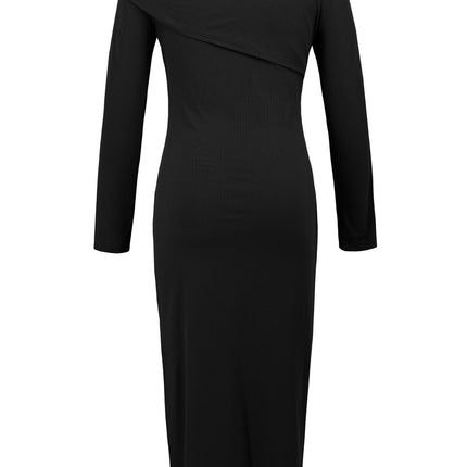 Slit One Shoulder Long Sleeve Dress