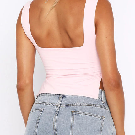 Ruched Sweetheart Neck Wide Strap Tank