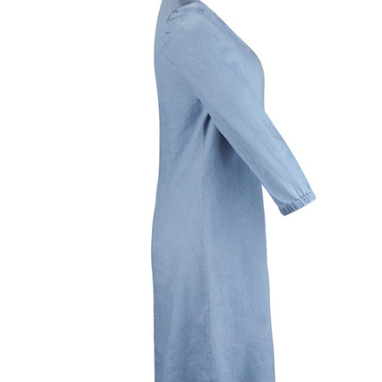 Full Size V-Neck Half Sleeve Denim Dress - Vickie Lynn's