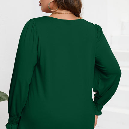 Plus Size Square Neck Lantern Sleeve T-Shirt