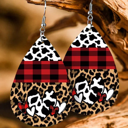 Printed PU Leather Dangle Earrings