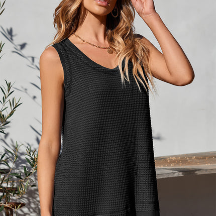 Waffle-Knit Wide Strap Tank