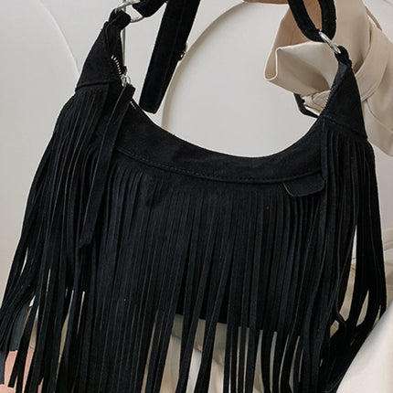 Suede Fringe Adjustable Strap Shoulder Bag