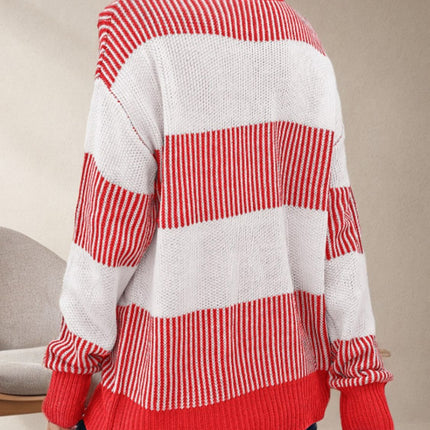 Striped Round Neck Long Sleeve Sweater