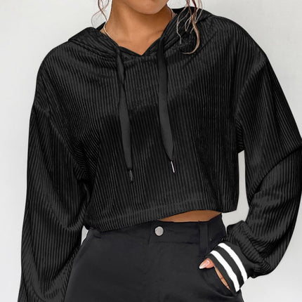 Drawstring Drop Shoulder Long Sleeve Hoodie