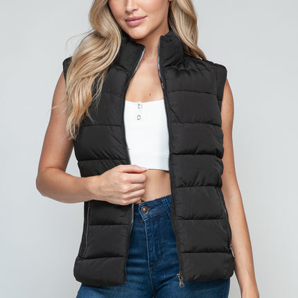 Snobbish Zip Up Turtleneck Vest with Pockets