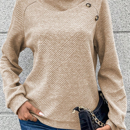 Textured Turtleneck Long Sleeve Sweatshirt