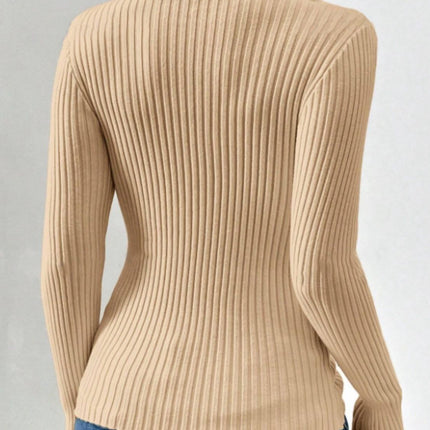 Twist Front Ribbed Long Sleeve Sweater