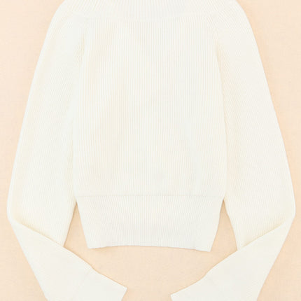 Ribbed Surplice Long Sleeve Sweater