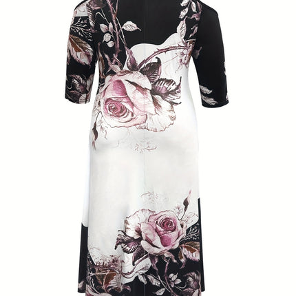 Plus Size Cutout Printed Cold Shoulder Dress - Vickie Lynn's