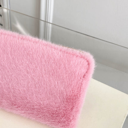 Solid Color Fluff Rectangle Wallet