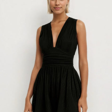 Ruched Plunge Sleeveless Romper