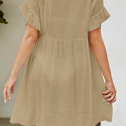 V-Neck Flounce Sleeve Cover-Up Dress