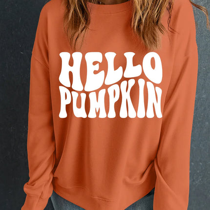 Letter Graphic Round Neck Long Sleeve Sweatshirt