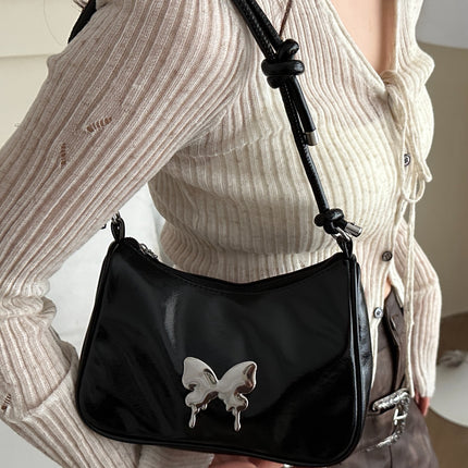 Butterfly PU Leather Knotted Strap Shoulder Bag