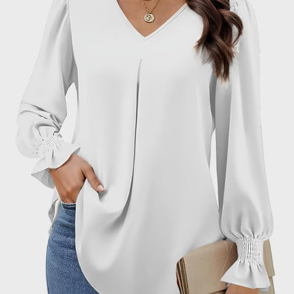 V-Neck Flounce Sleeve Top