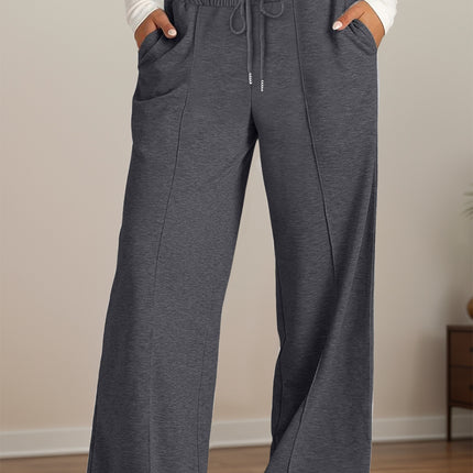 Drawstring Elastic Waist Wide Leg Pants