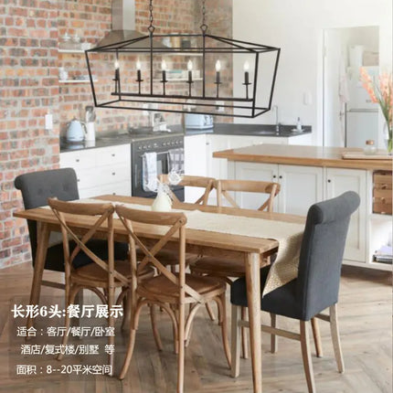 Nordic Designer Dining Room Lamp Rectangular Creative Simple Plain Industrial Style Black Living Room Bedroom Candle Chandelier
