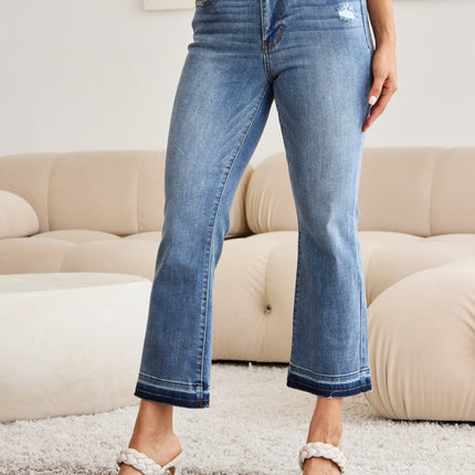 Judy Blue Full Size Release Hem Cropped Bootcut Jeans