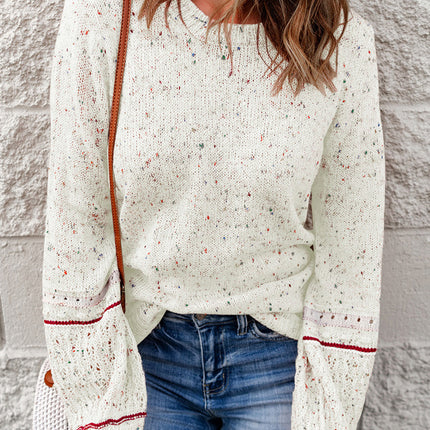 Pilling Detail Round Neck Long Sleeve Sweater