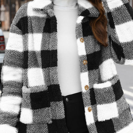 Button Up Drop Shoulder Fuzzy Jacket