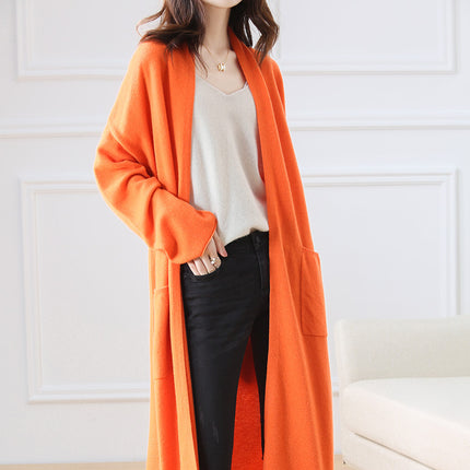 Super Long Wool Knit Cardigan Women