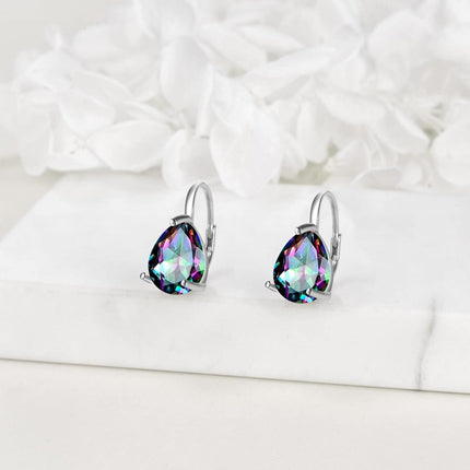925 Sterling Silver Purple Jade Leverback Earrings Gemstone s for Women