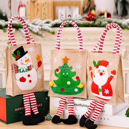 4-Pack Christmas Gnome Graphic Striped Gift Bag