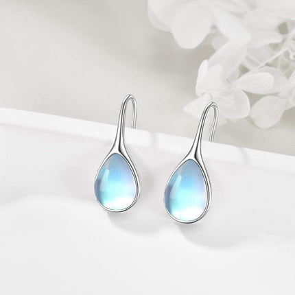 925 Sterling Silver Turquoise Teardrop Threader Earrings for Women - Long Dangle Pierced Jewelry