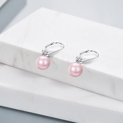 925 Sterling Silver Pink Opal Round Drop Earrings for Women Girls