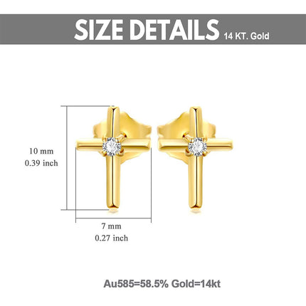 Rose Gold Diamond Cross Stud Earrings - Religious s for Women and Girls