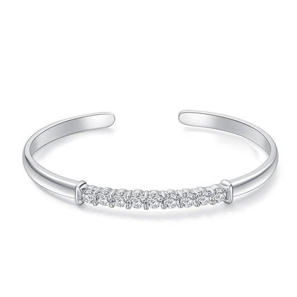 925 Sterling Silver Infinity Knot Bar Bangle Cuff Bracelet with Cubic Zirconia Gifts for Women