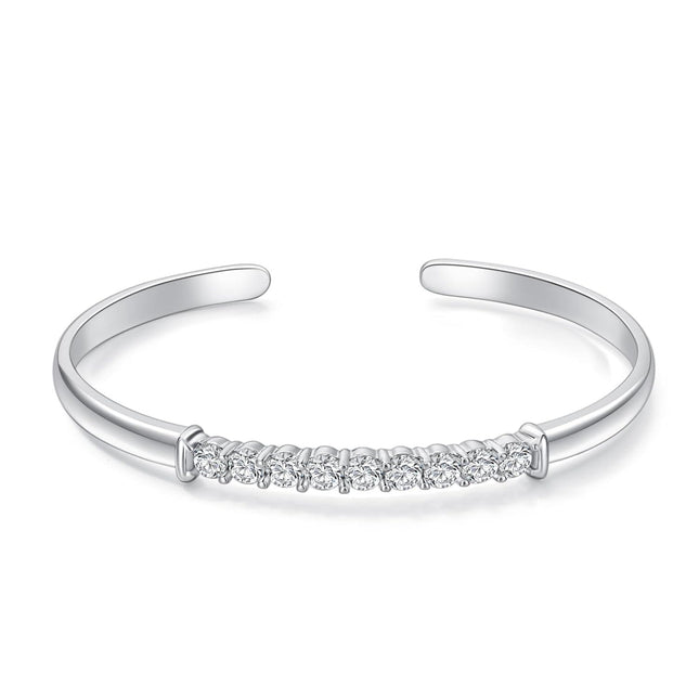 925 Sterling Silver Infinity Knot Bar Bangle Cuff Bracelet with Cubic Zirconia Gifts for Women