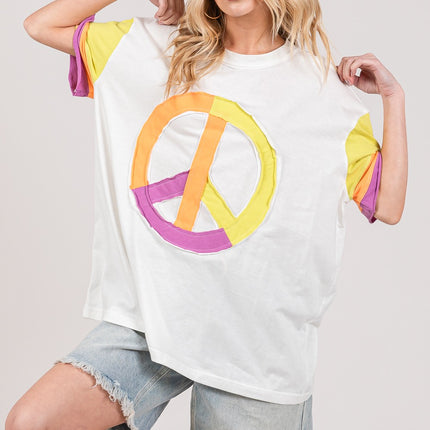 SAGE + FIG Color Block Peace Applique T-Shirt