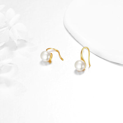 14K Gold Pearl Dangle Earring for Women Girls Elegant Fashion s Accessories