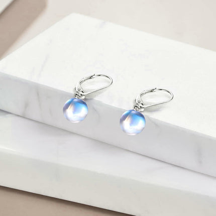 925 Sterling Silver Pink Opal Round Drop Earrings for Women Girls