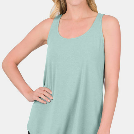 Zenana Round Neck Curved Hem Tank