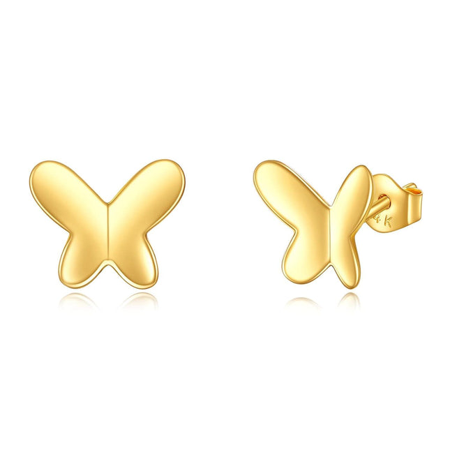 14K Gold Butterfly Stud Earrings for Women - Minimalist Idea