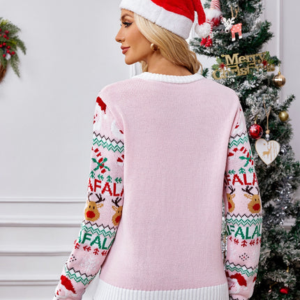 Christmas Element Round Neck Long Sleeve Sweater