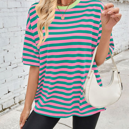 Lovelet Striped Round Neck Half Sleeve T-Shirt