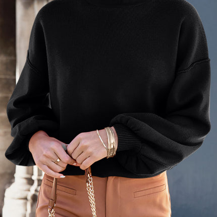 Mock Neck Dropped Shoulder Sweater