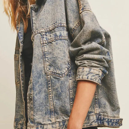 Pocketed Button Up Denim Jacket - Vickie Lynn's