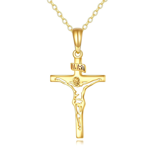 14K Gold Crucifix Pendant Necklace Christian s for Men & Women