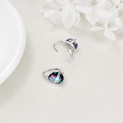 925 Sterling Silver Purple Jade Leverback Earrings Gemstone s for Women