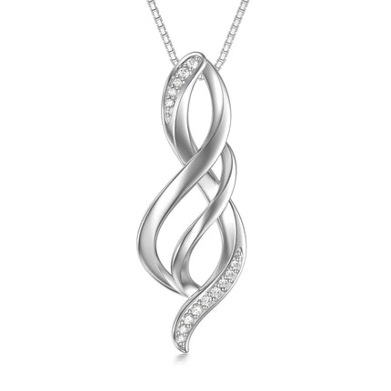 White Gold 14K Lab-Grown Diamond Infinity Pendant Necklace for Women